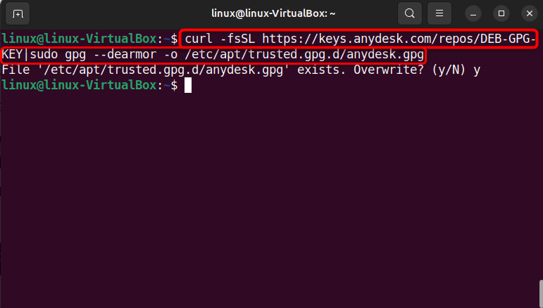 adding anydesk gpg key to ubuntu 24.04 system
