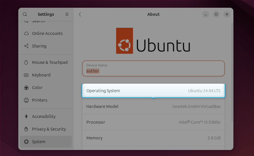 checking current version of ubuntu 24.04 os