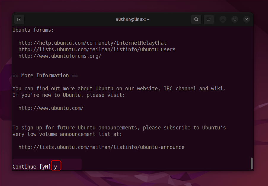 continuing the upgrade process on ubuntu