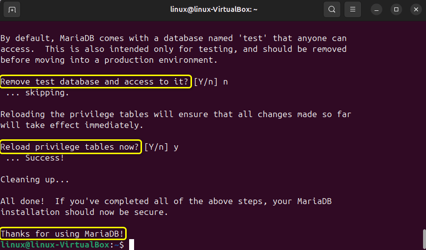 granting privileges to mariadb server on ubuntu 24.04