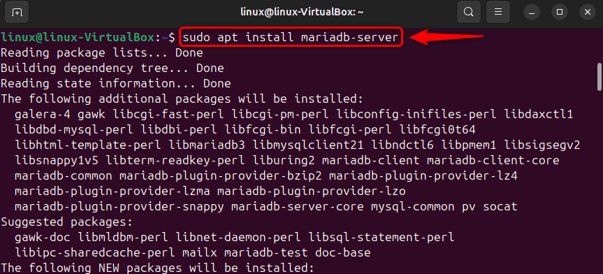 installing mariadb server on ubuntu 24.04