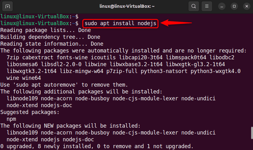 installing nodejs on ubuntu 24.04