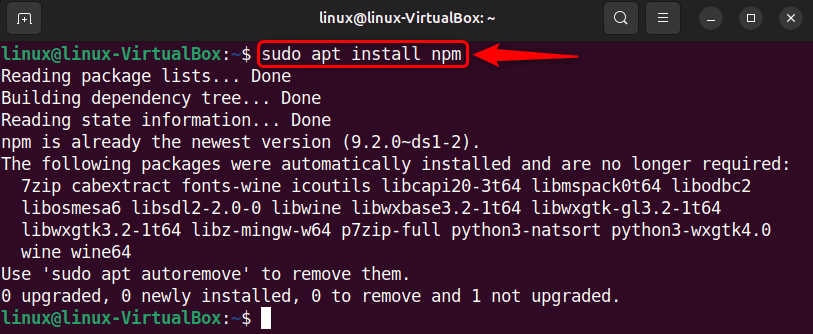 installing npm on ubuntu 24.04