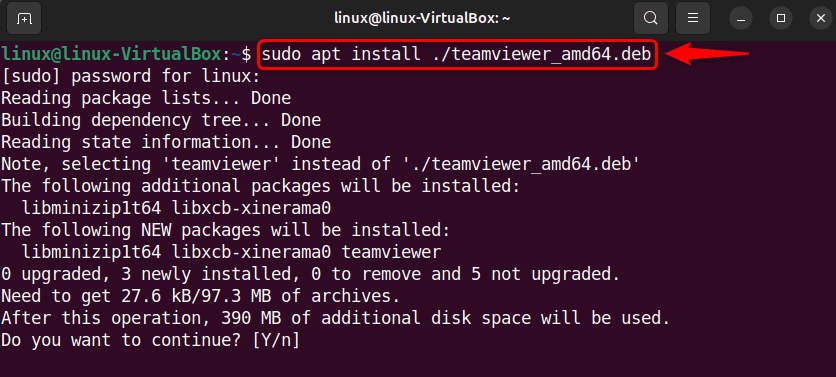 installing teamviewer through deb package in ubuntu 24.04