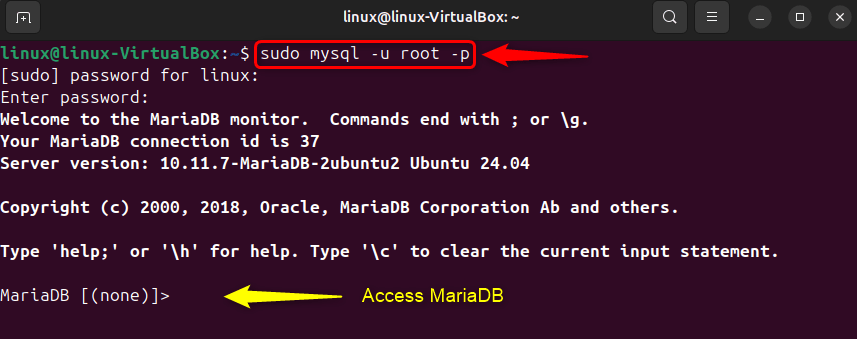log in to mysql in ubuntu 24.04