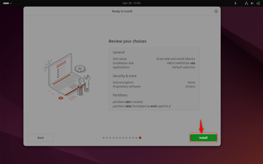 reviewing choice for installing ubuntu 24.04