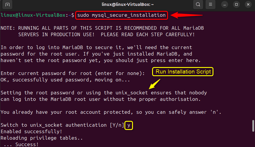 running installation script on ubuntu 24.04