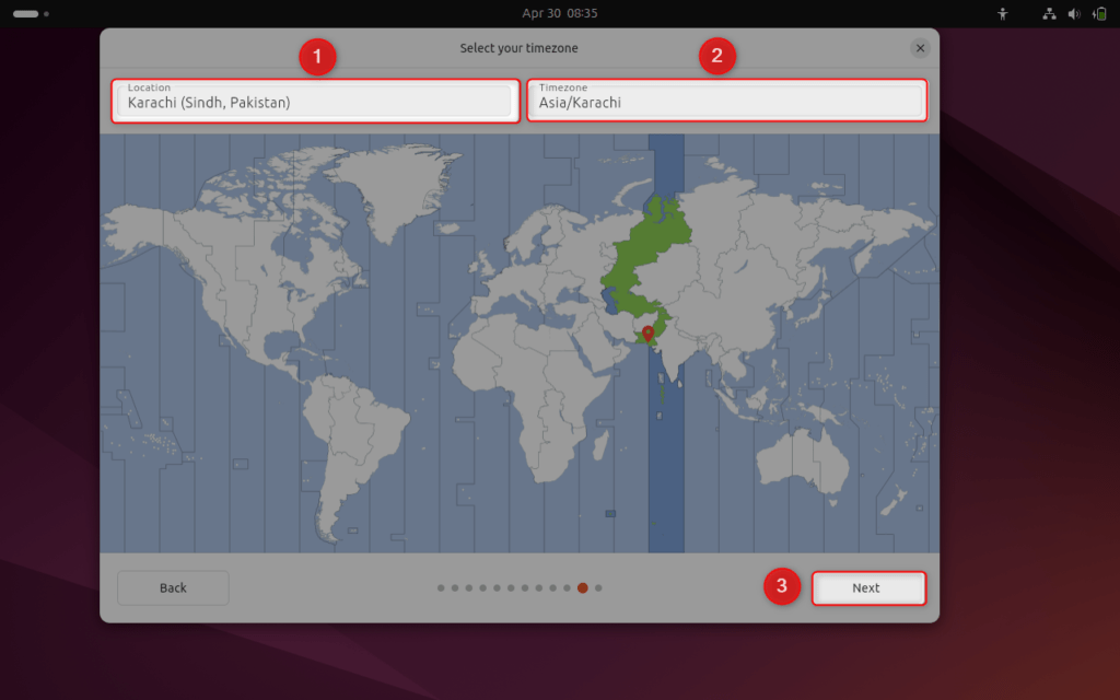 selecting location for ubuntu 24.04 machine