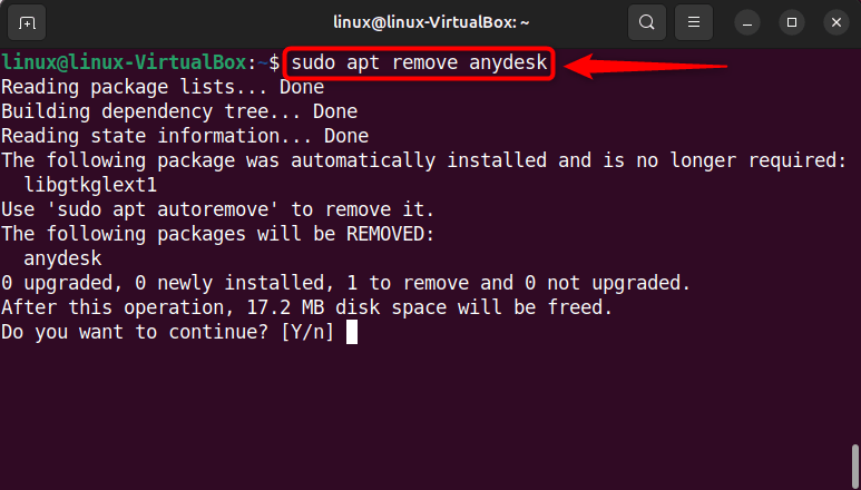 uninstalling anydesk from ubuntu 24.04