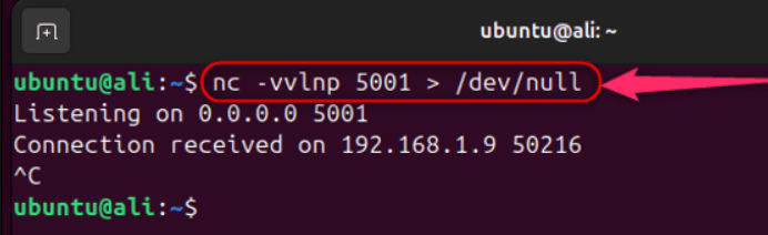 setting up client listener port for netcat in ubuntu 24.04