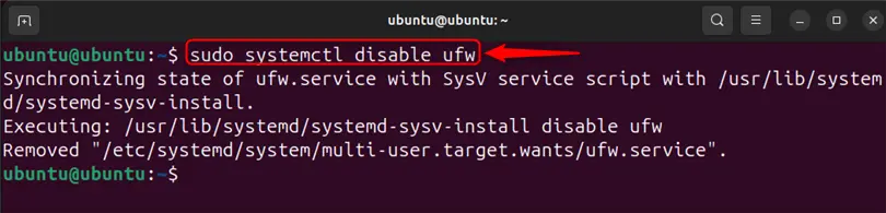 disabling firewall in ubuntu 24.04 using systemctl command