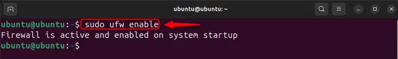 enabling the firewall in ubuntu 24.04 using sudo ufw enable