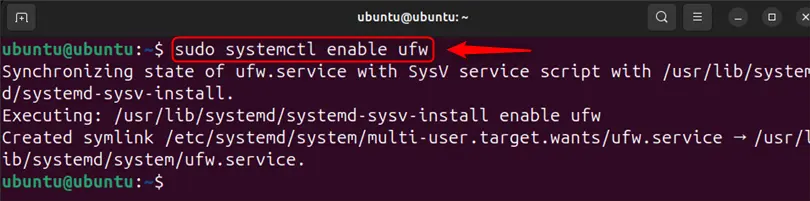 enabling the firewall in ubuntu 24.04 using systemctl command