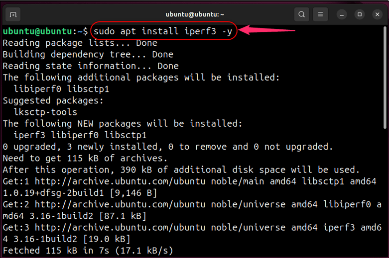 installing iperf3 on Ubuntu 24.04