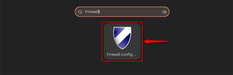launching firewall configuration tool in ubuntu 24.04 via activity menu