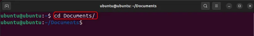 navigating to documents directory in ubuntu 24.04