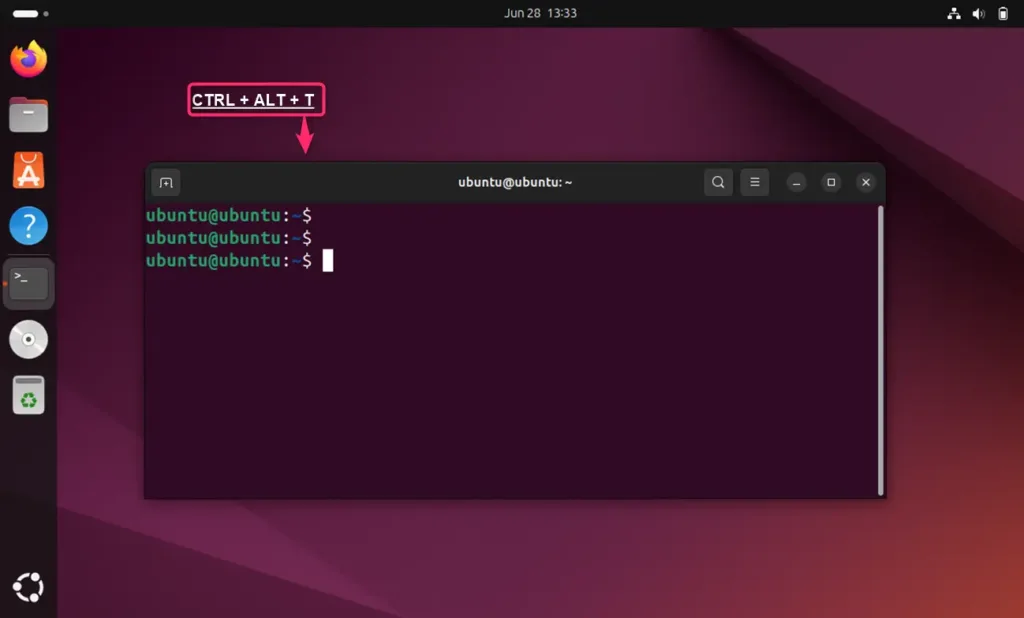 open termial on linux using shortcut key