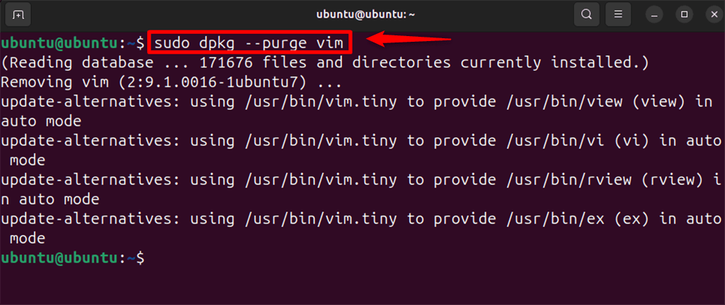 removing package completely using dpkg purge