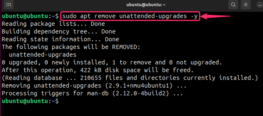 removing unattended upgrades in ubuntu 24.04