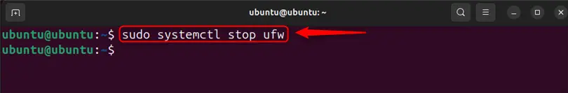 stoping the firewall service in ubuntu 24.04 using systemctl
