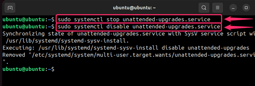 stopping and disabling the unattended upgrades in ubuntu 24.04