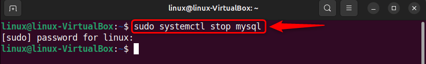 stopping mysql service in ubuntu 24.04