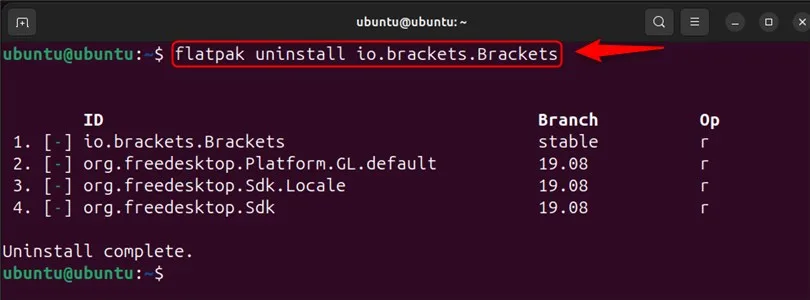 uninstalling brackets from ubuntu 24.04 using flatpak