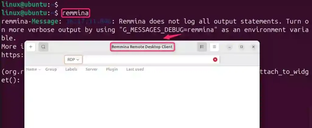 verifying installed remmina on ubuntu 24.04