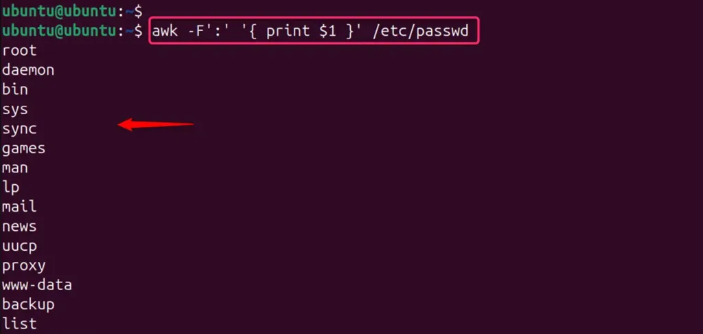 List All Users in a Linux System Using awk Command