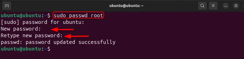 changing root password in ubuntu 24.04