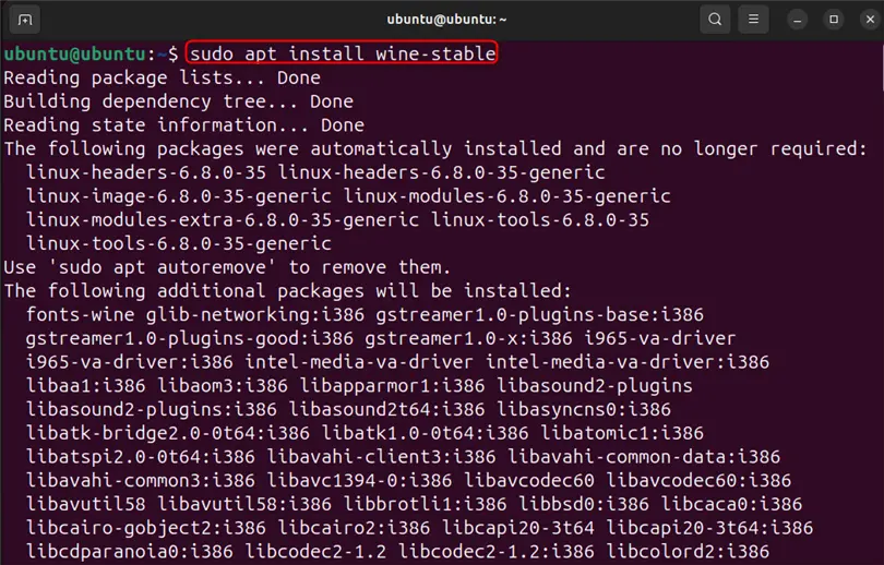 installing wine on ubuntu 24.04