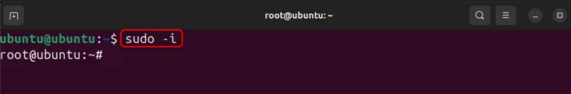 logging in as root user using sudo -i