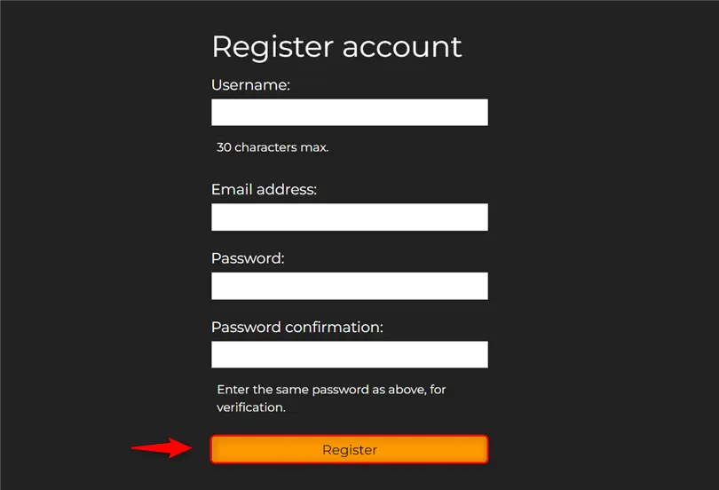 registering new account on lutris